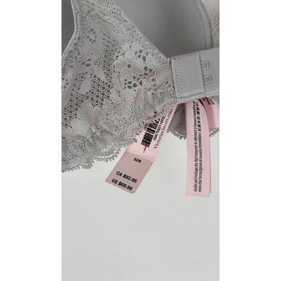 Victorias Secret Twinkle Strap Lace Push Up Bra Womens Size 32B Silver Pearl New - Picture 10 of 11